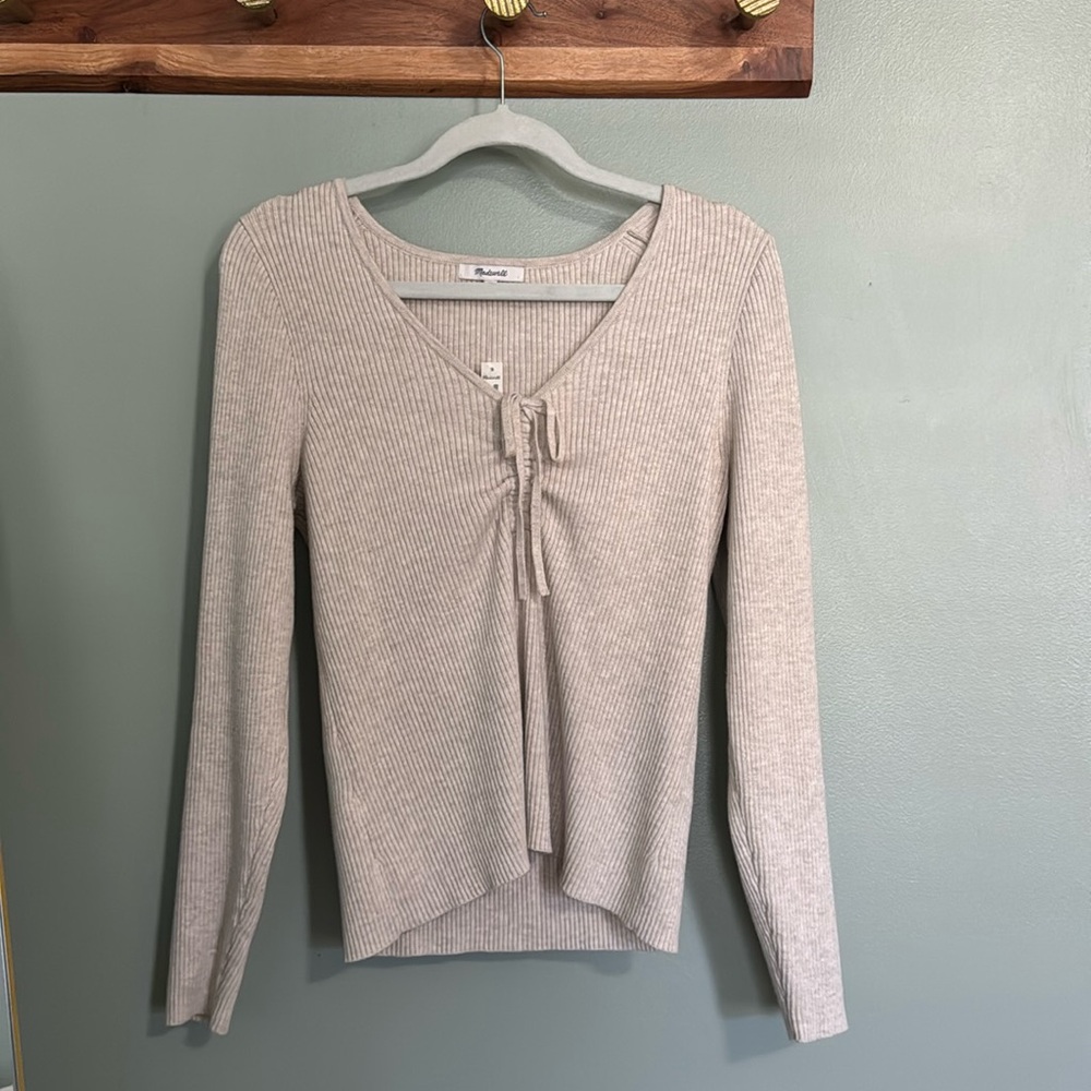 NWT Madewell front tie sweater